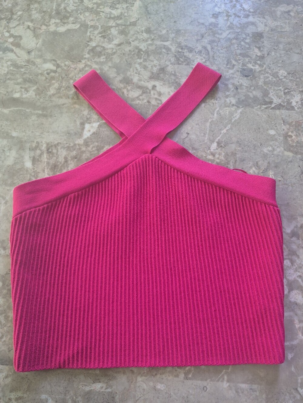 Dreamers By Debut Ribbed Crossback Crop going out summer pink Top Size Large